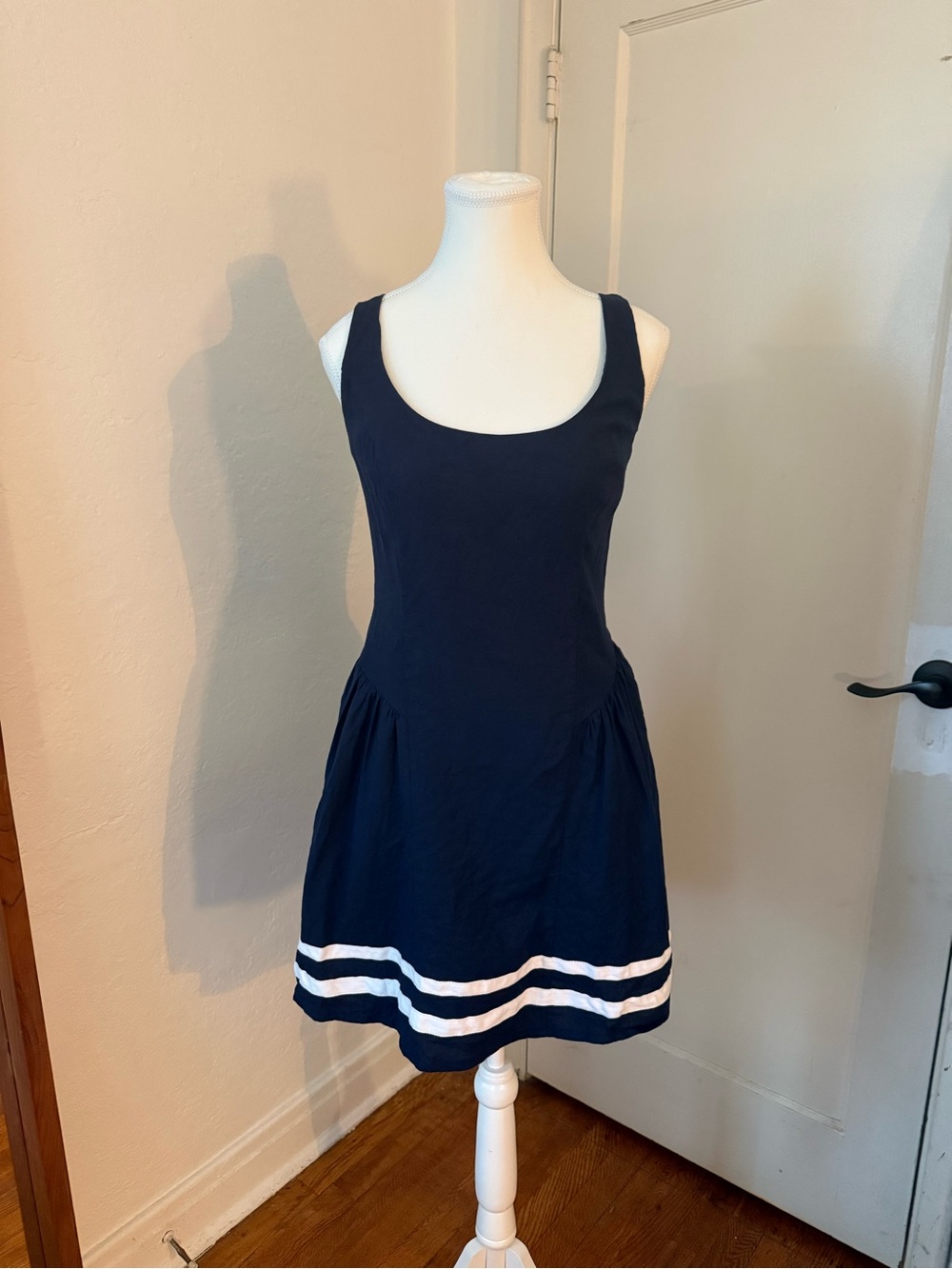 GAP Linen Blend Navy Mini Dress with Drop Waist